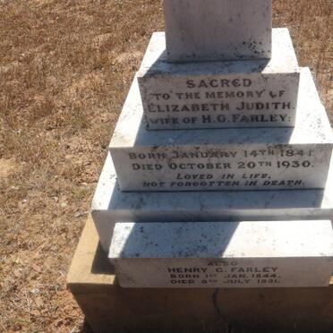 FARLEY Henry G. 1844-1931 &amp; Elizabeth Judith 1841-1930 