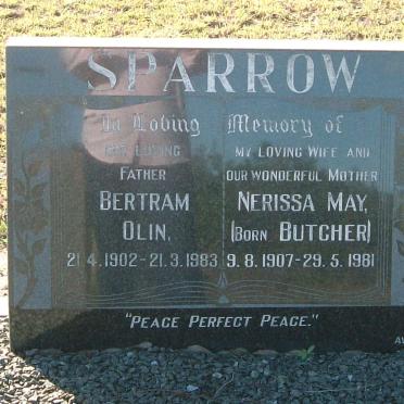 SPARROW Bertram Olin 1902-1983 :: SPARROW Nerissa May nee BUTCHER 1907-1981