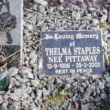 STAPLES Thelma nee PITTAWAY 1906-2002 