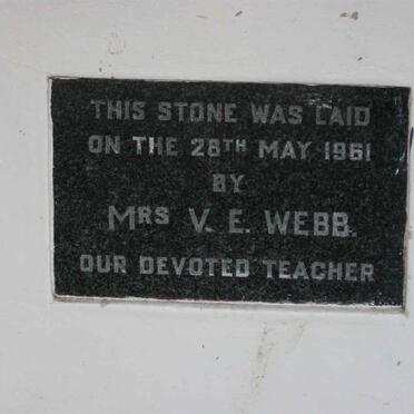 4. The stone was laid 28 th May 1961 by Mrs V.E.Webb