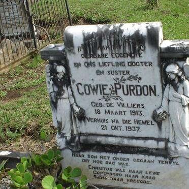 PURDON Cowie nee DE VILLIERS 1913-1937