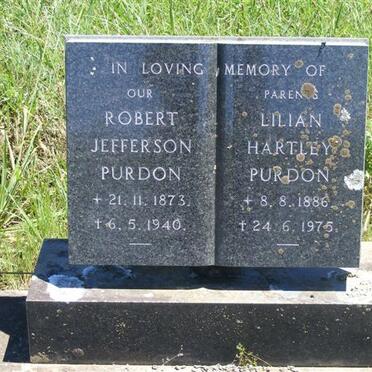 PURDON Robert Jefferson 1873-1940 &amp; Lilian Hartley 1886-1975