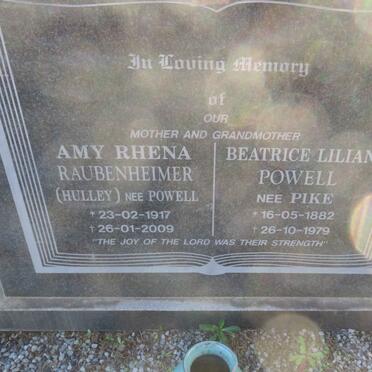 POWELL Beatrice Lilian nee PIKE 1882-1979 :: RAUBENHEIMER Amy Rhena nee POWELL 1917-2009