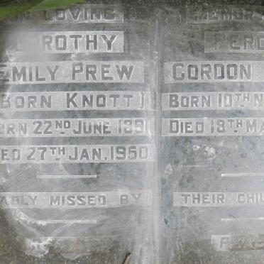 PREW Percy Gordon 1886-1944 &amp; Dorothy Emily KNOTT 1891-1950