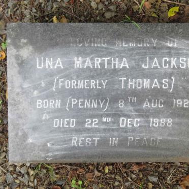 JACKSON Una Martha formerly THOMAS nee PENNY 1922-1988