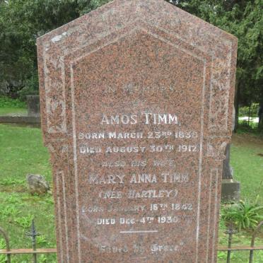 TIMM Amos 1836-1912 &amp; Mary Anna HARTLEY 1842-1930