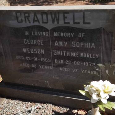 GRADWELL George Wesson -1955 & Amy Sophia previously SMITH nee MORLEY -1972