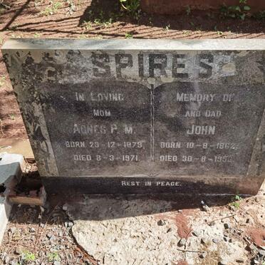 SPIRES John 1862-1953 & Agnes P.M. 1879-1971