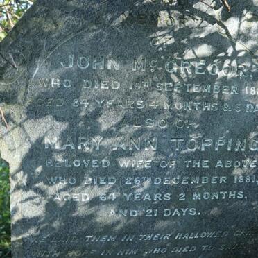 McGREGOR John -1881 &amp; Mary Ann TOPPING -1881