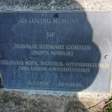 GORTON Rosalie Stewart nee AINSLIE 1920-2010