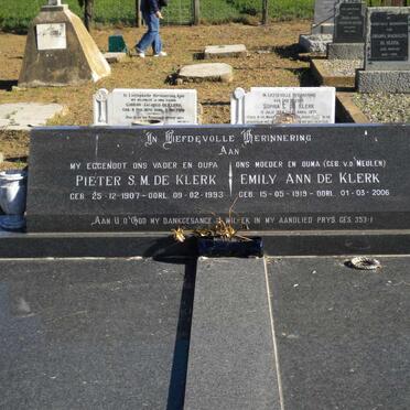 KLERK Pieter S.M., de 1907-1993 &amp; Emily Ann VD MEULEN 1919-2006