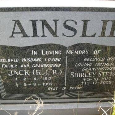 AINSLIE K.J.R. 1912-1992 &amp; Shirley STEWART 1917-2005