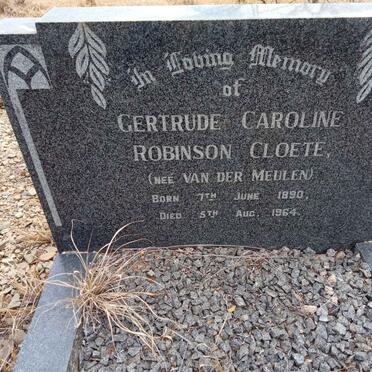 CLOETE Gertrude Caroline Robinson nee VAN DER MEULEN 1890-1964