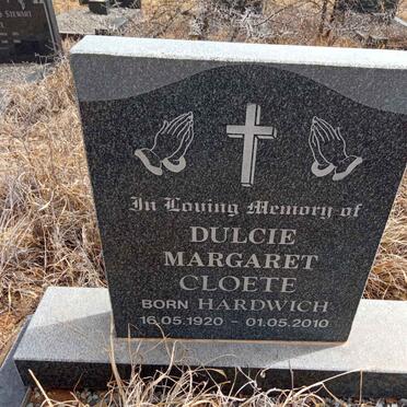 CLOETE Dulcie Margaret nee HARDWICH 1920-2010