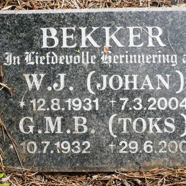 BEKKER W.J. 1931-2004 &amp; G.M.B. 1932-2004