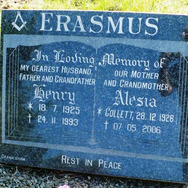 ERASMUS Henry 1925-1993 &amp; Alesia COLLETT 1926-2006
