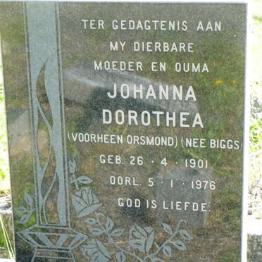 FURSTENBURG Johanna Dorothea formerly ORSMOND nee BIGGS 1901-1976