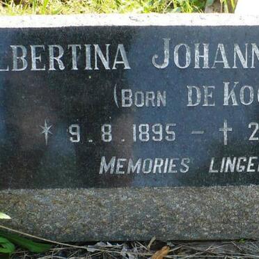 KETTLES Albertina Johanna nee DE KOCK 1895-1987