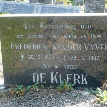 KLERK Frederick Van Der Vyver, de 1927-1982