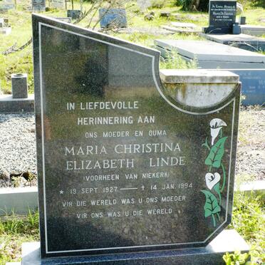 LINDE Maria Christina Elizabeth previously VAN NIEKERK 1927-1994