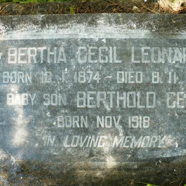 LEONARD Bertha Cecil 1874-1918 :: LEONARD Berthold Cecil 1918-1918