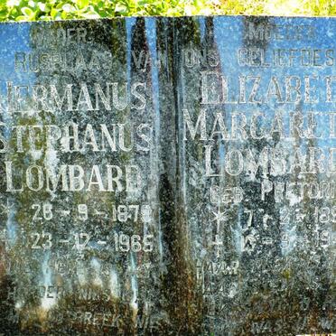 LOMBARD Hermanus Stephanus 1879-1965 &amp; Elizabeth Margaretha PRETORIUS 1894-1949