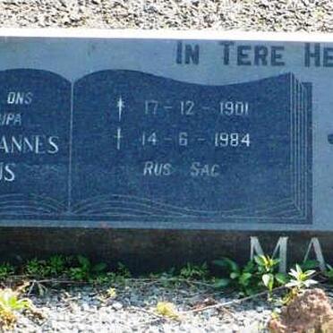 MARAIS Thomas Johannes Lodewikus 1901-1984 &amp; Margaretha RETIEF 1906-2001