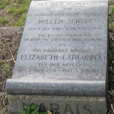 MARAIS Willem Schutz 1883-1943 &amp; Elizabeth Catharina VAN DER MEULEN 1891-197?