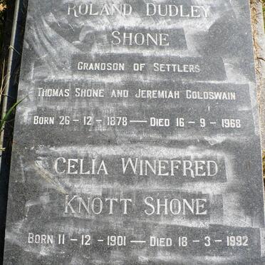 SHONE Roland Dudley 1878-1968 &amp; Celia Winefred Knott 1901-1992
