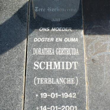SCHMIDT Dorathea Gertruida nee TERBLANCHE 1942-2001