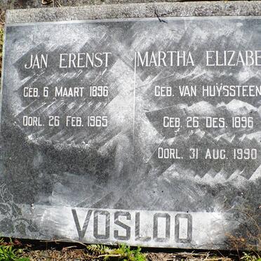 VOSLOO Jan Erenst 1896-1965 &amp; Martha Elizabeth VAN HUYSSTEEN 1896-1990