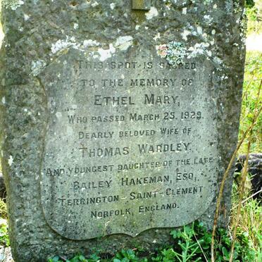 WARDLEY Ethel Mary nee HAKEMAN -1929