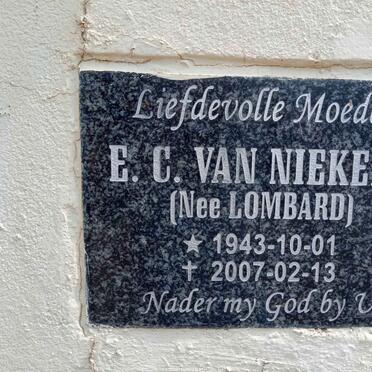 NIEKERK E.C., van nee LOMBARD 1943-2007