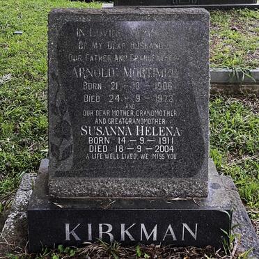 KIRKMAN Arnold Mortimer 1896-1973 &amp; Susanna Helena BOTHA 1911-2004