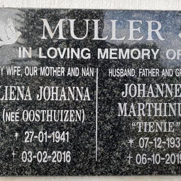 MULLER Johannes Marthinus 1931-2019 &amp; Liena Johanna OOSTHUIZEN 1941-2016