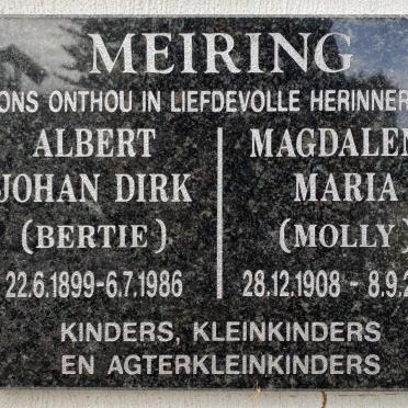 MEIRING Albert Johan Dirk 1899-1986 &amp; Magdalena Maria 1908-2002