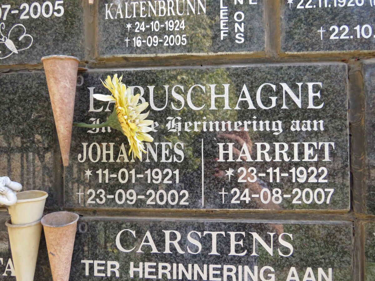 LABUSCHAGNE Johannes 1921-2002 &amp; Harriet 1922-2007