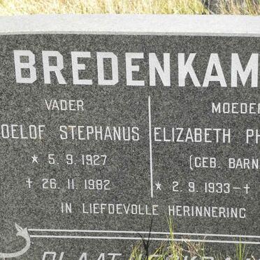 BREDENKAMP Roelof Stephanus 1927-1982 &amp; Elizabeth Philippina BARNARD 1933-1993