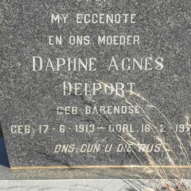 DELPORT Daphne Agnes nee BARENDSE 1913-1972