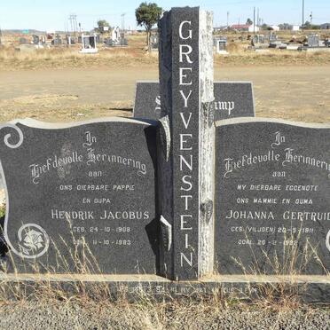 GREYVENSTEIN Hendrik Jacobus 1908-1983 &amp; Johanna Gertruida VILJOEN 1911-1992