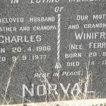 NORVAL Charles 1906-1977 &amp; Winifred FERREIRA 1897-1987