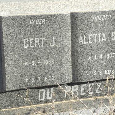 PREEZ Gert J., du 1898-1973 &amp; Aletta S.P. 1907-1978