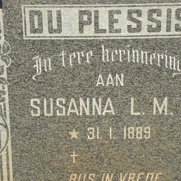 PLESSIS Susanna L.M.E, du 1889-