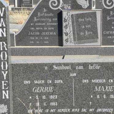 ROOYEN Gerrie, van 1923-1983 &amp; Maxie 1928-