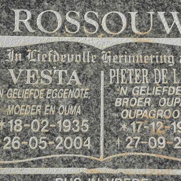 ROSSOUW Pieter De Lange 1936-2006 &amp; Vesta 1935-2004