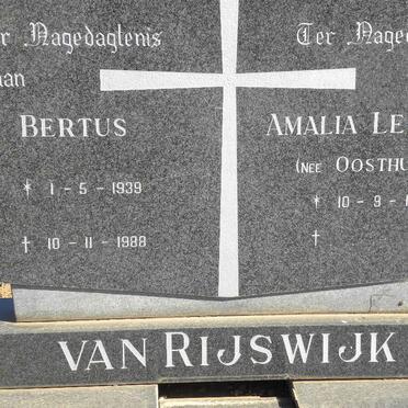 RIJSWIJK Bertus, van 1939-1988 &amp; Amalia Leonora OOSTHUIZEN 1940-