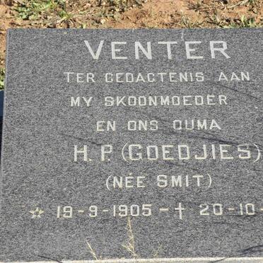 VENTER H.P. nee SMIT 1905-1996