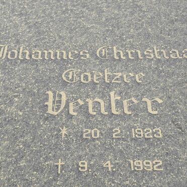 VENTER Johannes Christiaan Coetzee 1923-1992