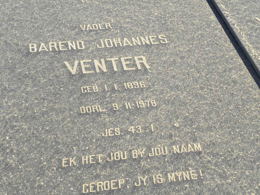 VENTER Barend Johannes 1896-1978