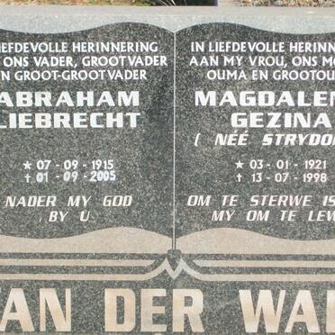 WALT Abraham Liebrecht, van der 1915-2005 &amp; Magdalena Gezina STRYDOM 1921-1998